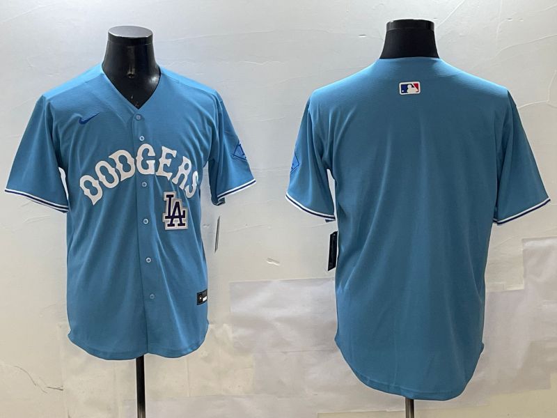 Men Los Angeles Dodgers Blank Light Blue Throwback Game 2025 Nike MLB Jersey style 17